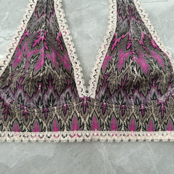 Women’s Free People Boho Patterned Lace Halter Bralette Top XS - Picture 3 of 16